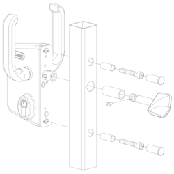 Serrure pour portail coulissant Locinox LSKZ60U2LGSZS carré 60mm avec 2 poignées alu