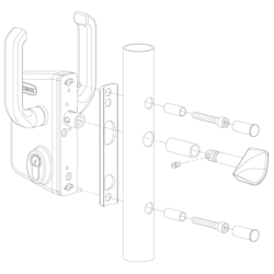 Serrure pour portail coulissant Locinox LSKZ60U2LGSZS carré 60mm avec 2 poignées alu