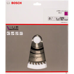 Lame scie circulaire Bosch multi-matériaux diamètre 210 mm alésage 30 mm 54 dents