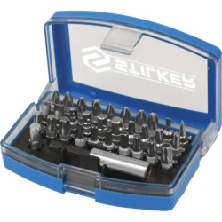 Embout hexagonal 1/4 acier CRV Stilker en boîte PVC de 32 pièces