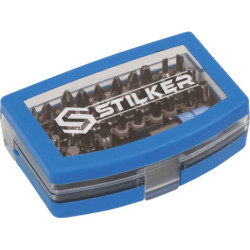 Embout hexagonal 1/4 acier CRV Stilker en boîte PVC de 32 pièces