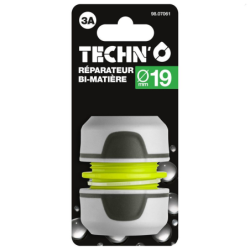 Raccord réparateur plastique Fitt - Diamètre 19 mm - Bi-matière - Noir