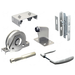 Garniture pour portail manuel de 200 kg monture + manchons + guides + serrure