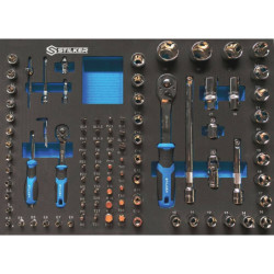 Servante d'atelier 7 tiroirs composée de 147 outils avec modules mousses