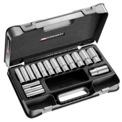 Coffret douilles 1/2 longues 12 pans métriques - 16 pièces