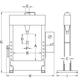 Presse d'atelier électro-hydraulique Compac vérin double effet 60 tonnes