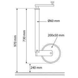 Roue jockey automatique AL-KO jante acier diamètre 60mm 500kg