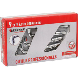 Jeux de 9 clés à pipe débouchées 6 pans/6 pans Drakkar 8 à 19 mm