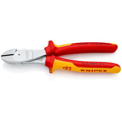Pince coupante de côté à forte démultiplication acier chromé Knipex poignées isolées 1000V
