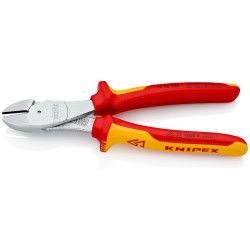 Pince coupante de côté à forte démultiplication acier chromé Knipex poignées isolées 1000V