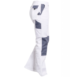 Pantalon de travail Lenny PBV poches genouillères en polycoton blanc et gris