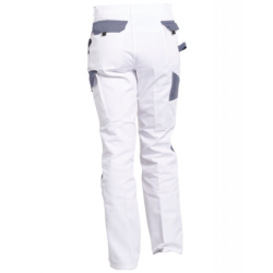 Pantalon de travail Lenny PBV poches genouillères en polycoton blanc et gris