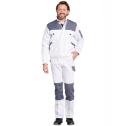 Pantalon de travail Lenny PBV poches genouillères en polycoton blanc et gris