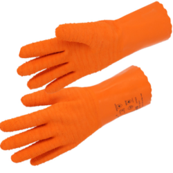 Gants manutention lourde latex crêpé Singer orange longueur 31 cm