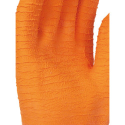 Gants manutention lourde latex crêpé Singer orange longueur 31 cm