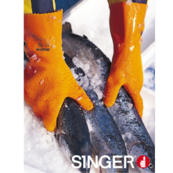 Gants manutention lourde latex crêpé Singer orange longueur 31 cm