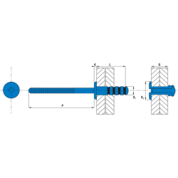 Rivet multi serrage acier acier tête plate dimensions 4.8 x 17.5 mm à l'unité