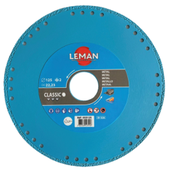Disque diamant métal D125 x 22.23 mm Leman jante continue pour acier fonte matières plastiques