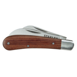 Couteau d'électricien à 2 lames Stanley manche bois
