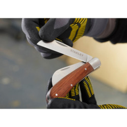 Couteau d'électricien à 2 lames Stanley manche bois