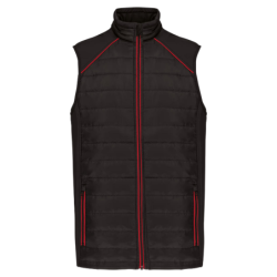 Gilet sans manche Bodywarmer bi matière unisexe WK606 noir et rouge