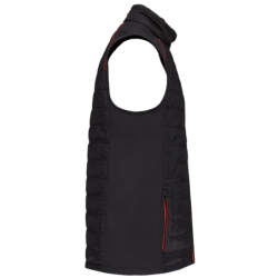 Gilet sans manche Bodywarmer bi matière unisexe WK606 noir et rouge