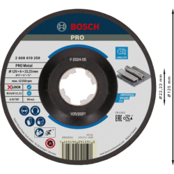 Disque abrasif aggloméré Pro Métal Bosch diamètre 125 mm alésage 22.23 mm épaisseur 6 mm