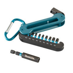 Lot de 9 embouts de vissage Impact Black 25mm Makita avec porte-embout et mousqueton