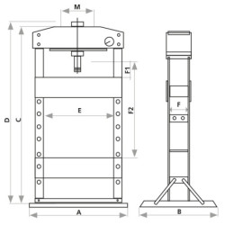 Presse hydraulique d'atelier manuelle Drakkar force 30 tonnes course 152 mm