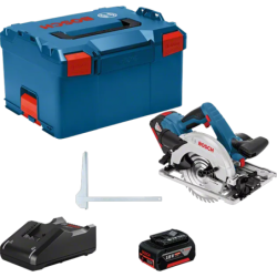 Scie circulaire sans fil GKS 18V-57 G Bosch avec 2 batteries 4Ah et chargeur en coffret L-Boxx