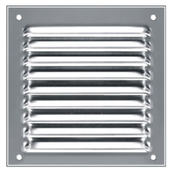 Grille métallique à persiennes en applique avec moustiquaire 400x400mm finition Alu anodisé