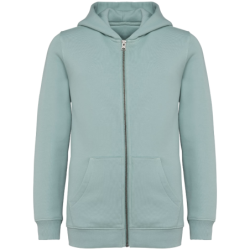Sweat enfant écoresponsable zippé à capuche coloris Jade Green