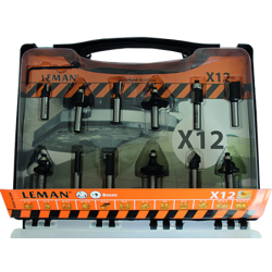 Coffret de 12 fraises pour bois queue de 6 mm Leman
