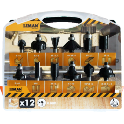 Coffret de 12 fraises pour bois queue de 6 mm Leman