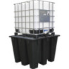 Bac de rétention 1100L PE avec caillebotis acier format compact pour 1 IBC
