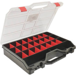 Malette de rangement 26 casiers modulables en polycarbonate 460x350x81 mm