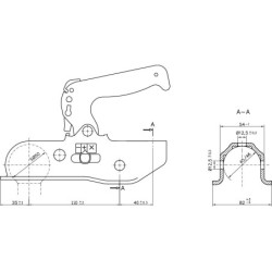 Tête d'attelage 1500kg pour remorque freinée diamètre 50 mm