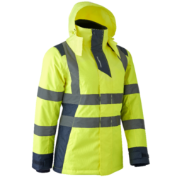 Parka haute visibilité femme HORA Coverguard Jaune HV et Navy