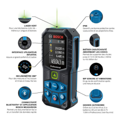 Télémètre laser vert Bosch GLM 50-27 avec accessoires de protection