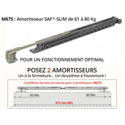 Amortisseur ferme-porte Mantion M67S pour système coulissant SAF SLIM porte 60 à 80 kg