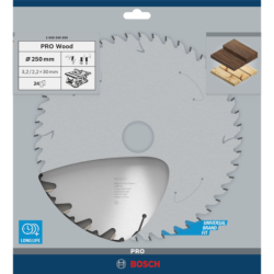 Lame scie circulaire Pro Wood Bosch 250x30x3.2 en 24 dents