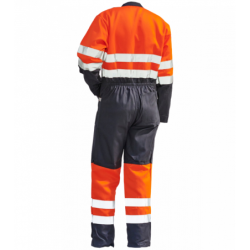 Combinaison de travail Haute Visibilité 2 zips PBV gris et orange fluo