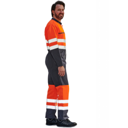 Combinaison de travail Haute Visibilité 2 zips PBV gris et orange fluo