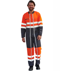 Combinaison de travail Haute Visibilité 2 zips PBV gris et orange fluo