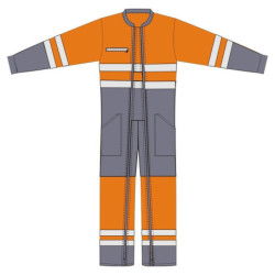 Combinaison de travail Haute Visibilité 2 zips PBV gris et orange fluo