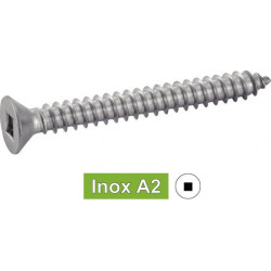 Vis à tôle tête fraisée empreinte carrée forme C inox A2