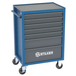 Servante d'atelier Stilker 7 tiroirs bleu et gris 675x450x900 mm