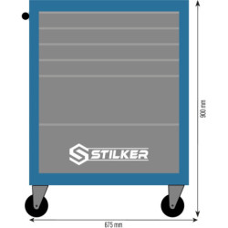 Servante d'atelier Stilker 7 tiroirs bleu et gris 675x450x900 mm