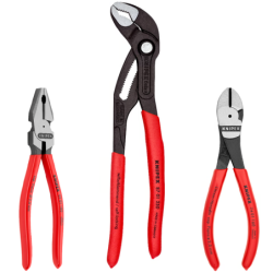 Jeu de pinces à forte démultiplication Knipex tête polie et poignées gainées en plastique