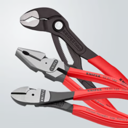 Jeu de pinces à forte démultiplication Knipex tête polie et poignées gainées en plastique